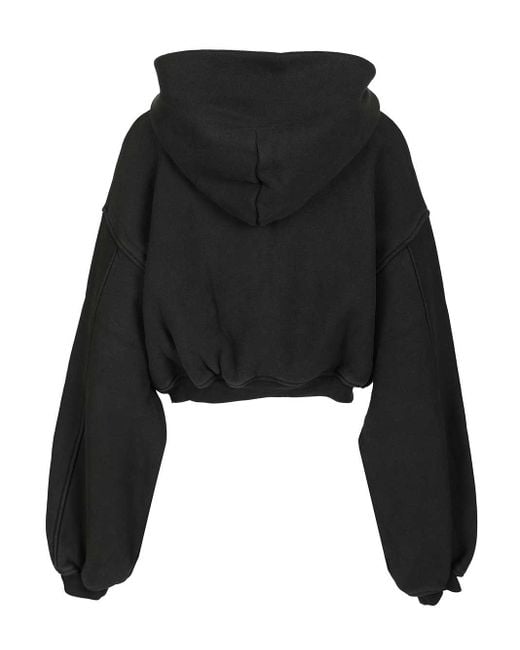 Alexander Wang Black Oversized Cropped Hoodie Sweatshirts