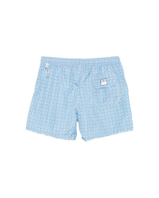 Fedeli Blue Polyester Beachwear for men