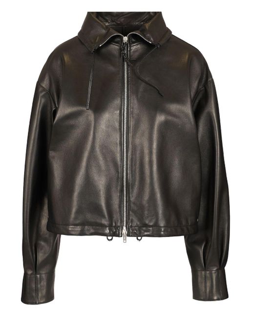DURAZZI MILANO Black Nappa Leather Bomber Jacket Jackets