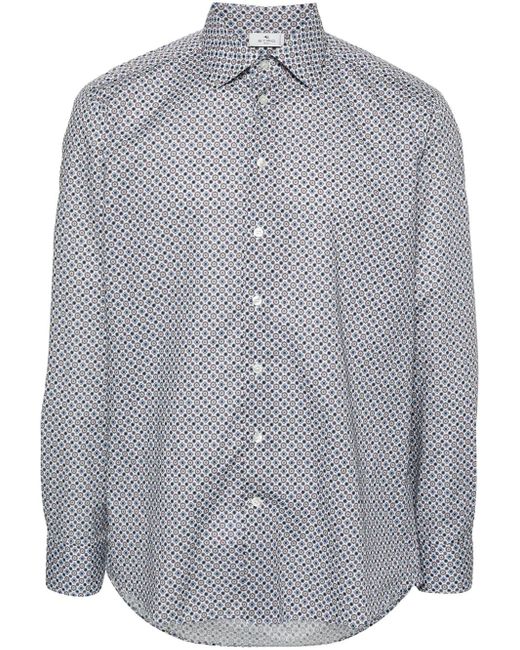 Camicia in cotone con stampa grafica di Etro in Gray da Uomo