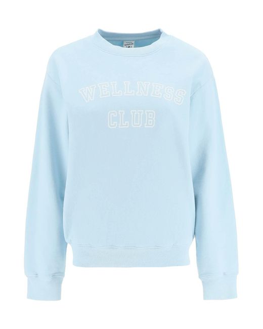 Sporty & Rich Blue Sporty Rich Crew-neck Sweatshirt With Lettering Print
