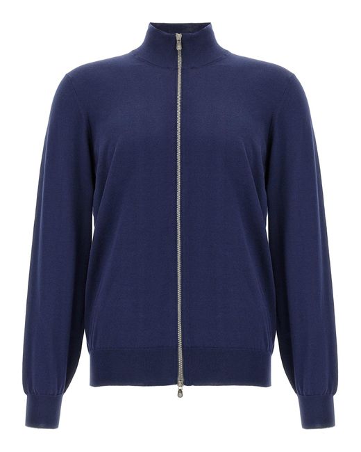 Brunello Cucinelli Blue Cotton Cardigan for men