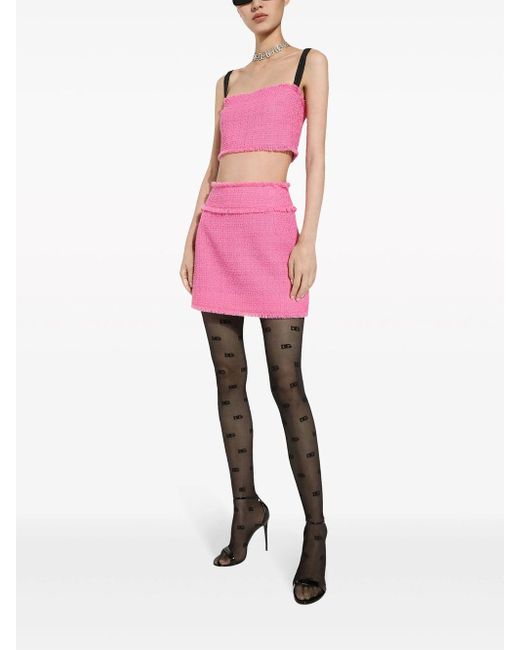 Top Rachel crop in tweed di Dolce & Gabbana in Pink