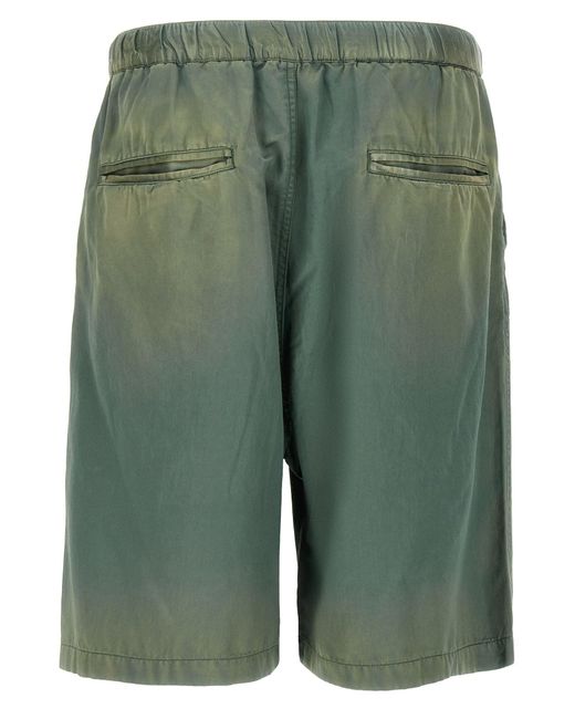 Maison Mihara Yasuhiro Green 'Aged Satin' Bermuda Shorts for men