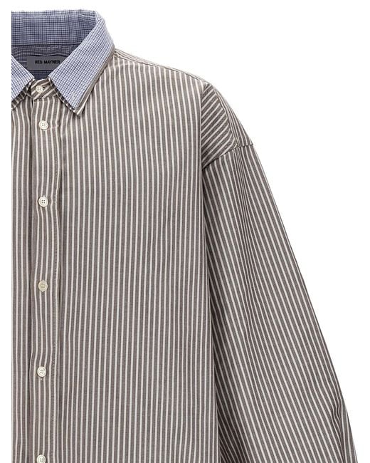 Pinstripe Oxford Camicie Bianco di Hed Mayner in Gray da Uomo
