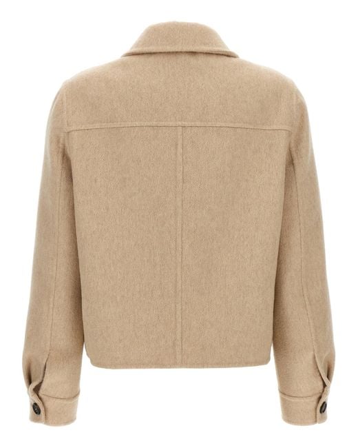 Brunello Cucinelli Natural Monile Cashmere Coat Coats And Trench Coats