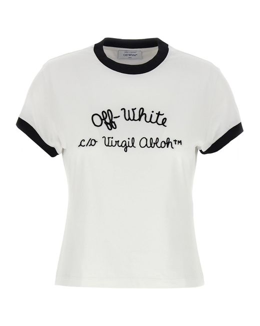 Embr Script Type T Shirt Bianco/Nero di Off-White c/o Virgil Abloh in White