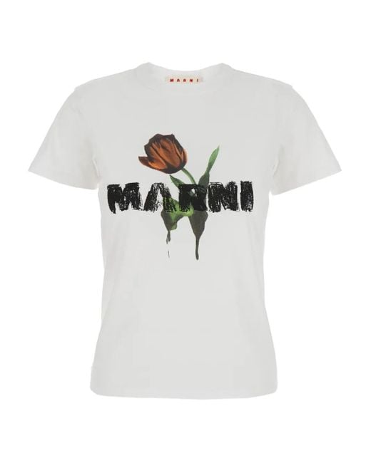 Marni White Floral T-Shirt