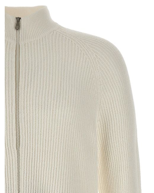 Zip Sweater Maglioni Bianco di Brunello Cucinelli in White da Uomo