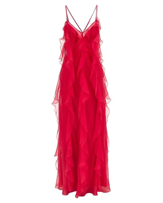 Alberta Ferretti Red Chiffon Dress