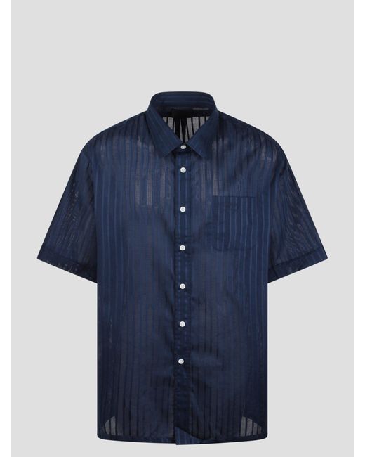 Givenchy Blue Striped Cotton Voile Shirt for men