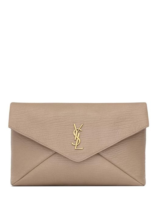 Saint Laurent Natural Clutch Bag "Envelope Cassandre" Large