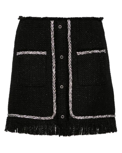 GIUSEPPE DI MORABITO Black Braided-trim Tweed Miniskirt