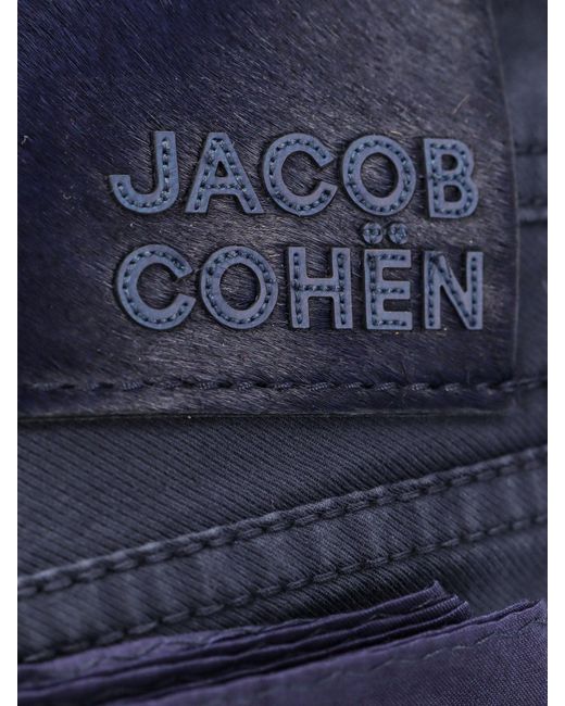 Pantalone slim in cotone con patch logo posteriore di Jacob Cohen in Blue da Uomo
