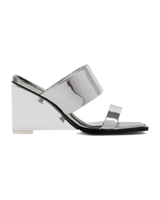 Alexander McQueen White Metallic Leather Sandals For