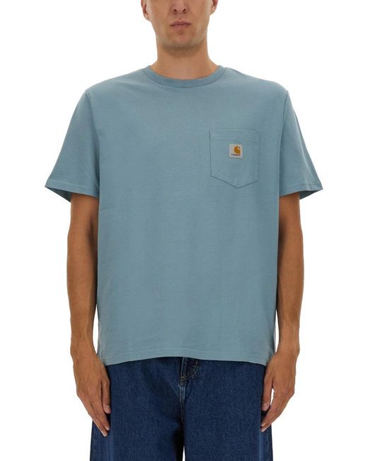 Carhartt Blue T-Shirt With Pocket for men