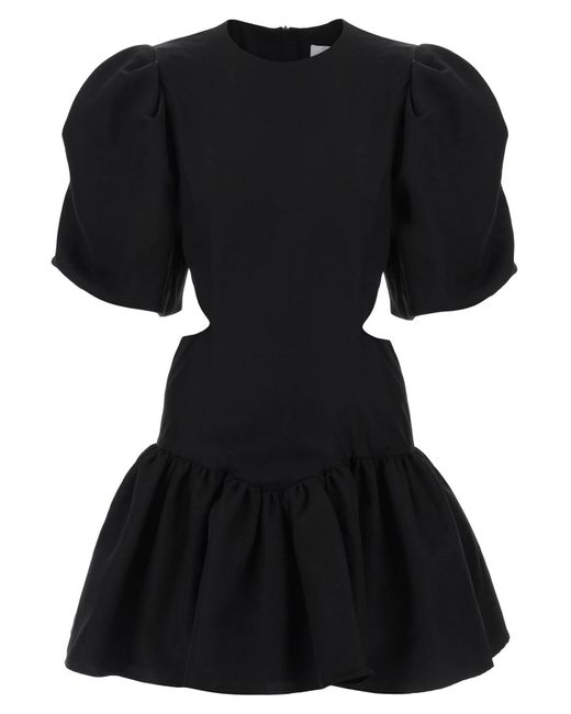 MSGM Black Mini Dress With Balloon Sleeves And Cut-Outs