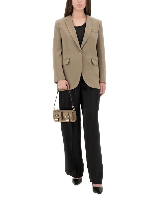 Michael Kors Black High-Waisted Wide Leg Pants With Pleated Front