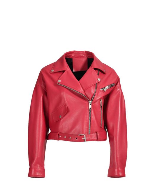 Wanan Touch Stella Jacket In Red Lambskin Leather