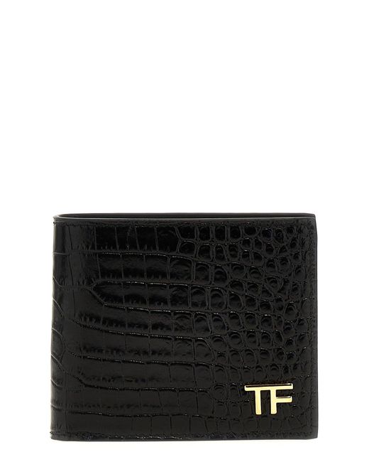 Logo Wallet Portafogli Nero di Tom Ford in Black da Uomo
