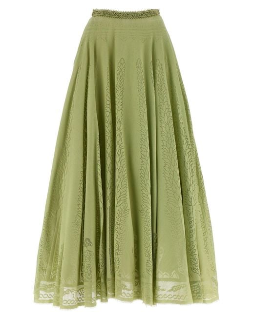 Giambattista Valli Green Openwork Fabric Midi Skirt