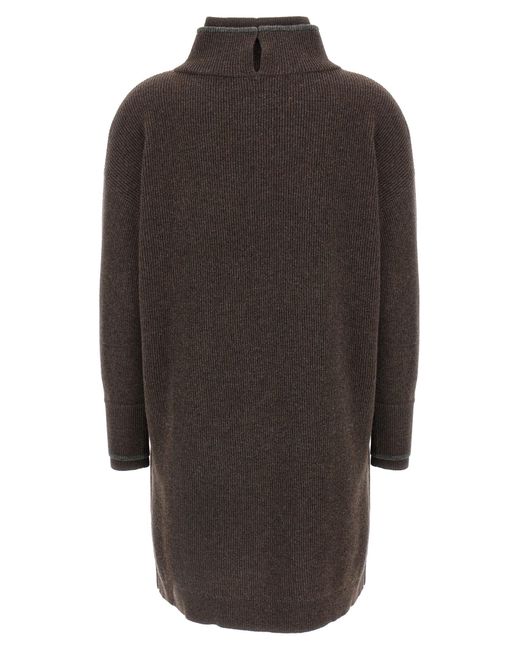 Double Layer Dress Abiti Marrone-Donna di Brunello Cucinelli in Gray