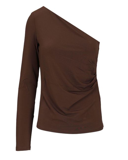 Max Mara Brown One-Shoulder Top Tops