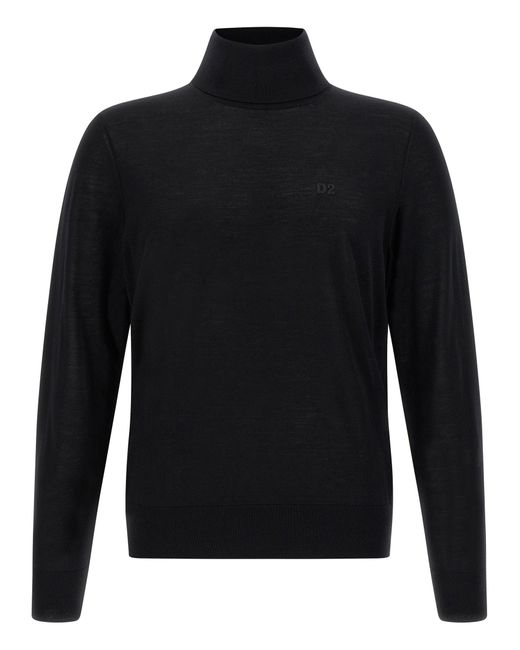 DSquared² Black Wool Turtleneck Sweater for men