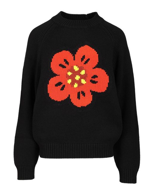 KENZO Black Boke Flower Placed Jumper Knitwear