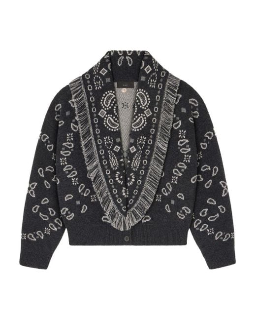 Alanui Black Bandana Wool And Cashmere Cardi-Bomber
