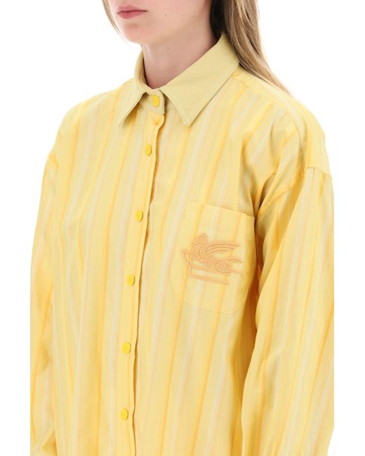 Etro Yellow Striped Mini Shirt Dress