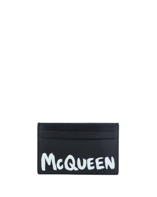 Alexander McQueen Black And Mcqueen Graffiti Card Holder for men