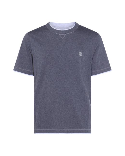 T-Shirts And Polos Blacks And Greys-Uomo di Brunello Cucinelli in Blue da Uomo