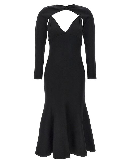 Roland Mouret Black Stretch Knit Midi Dress