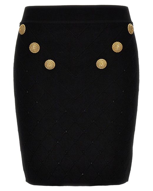 Balmain Logo Button Knitted Skirt Skirts in Black | Lyst
