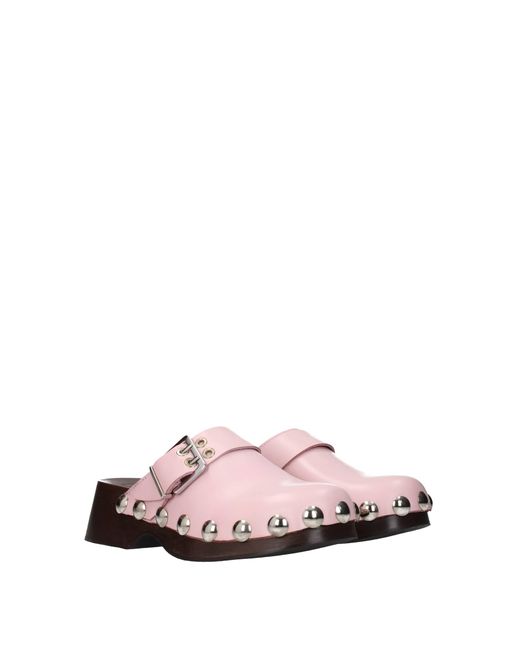 Ganni Slippers And Clogs Leather Pink | Lyst