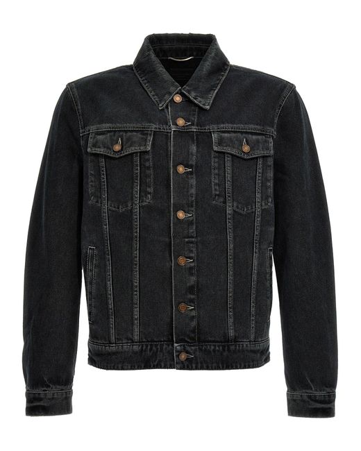 Denim Jacket Giacche Nero di Saint Laurent in Black da Uomo