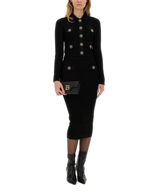 Balmain Black Lace Sweater With Collar