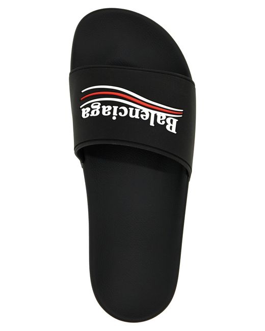 Sandali slides Political Campaign con logo di Balenciaga in Black