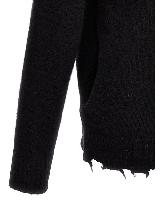 Giorgio Brato Black Destroyed Details Hooded Cardigan Sweater for men
