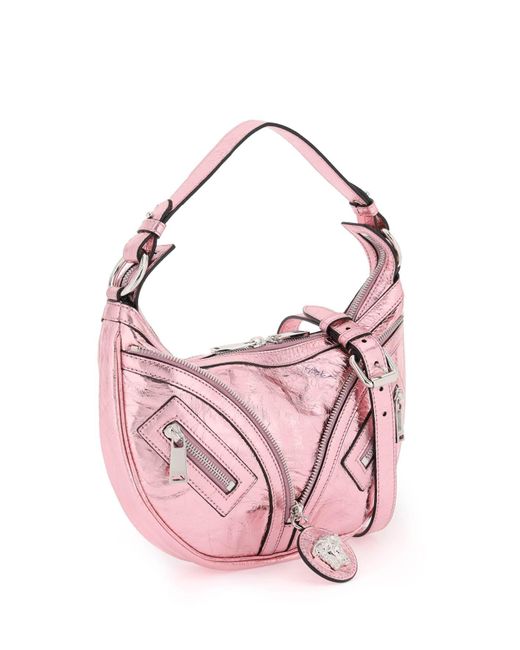 Borsa Hobo 'Repeat' In Pelle Metallizzata di Versace in Pink