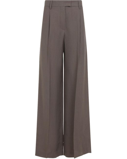 Brunello Cucinelli Brown Linen Trousers With Shiny Details