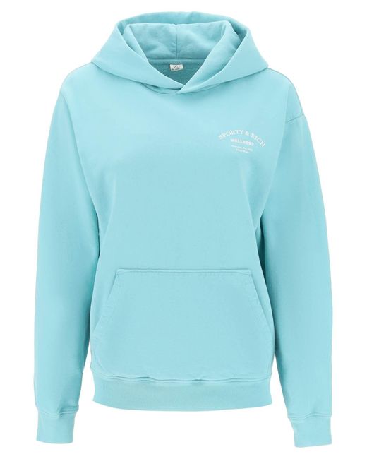 Sporty & Rich Blue Hoodie With Lettering Logo