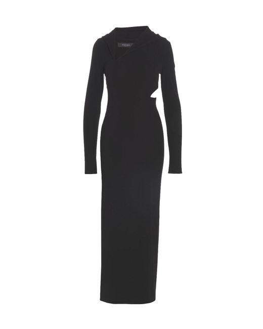 Versace Black Long Cut-out Hooded Dress