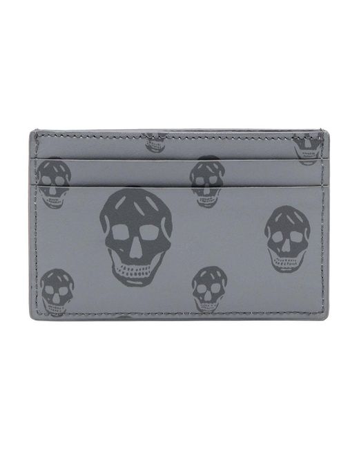 Alexander McQueen Gray Card Holder "Skull" for men
