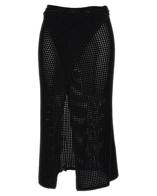 ANDREADAMO Black 'fishnet Knit Midi Wrap' Skirt