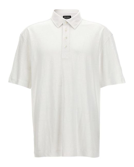 Linen Polo Shirt Felpe Bianco di Zegna in White da Uomo