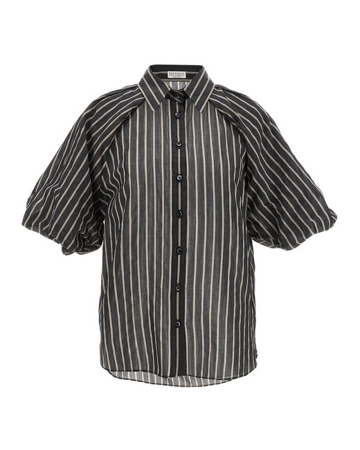 Brunello Cucinelli Black Striped Shirt
