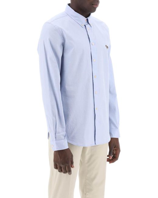 PS by Paul Smith Blue Camicia Button Down In Cotone Organico for men