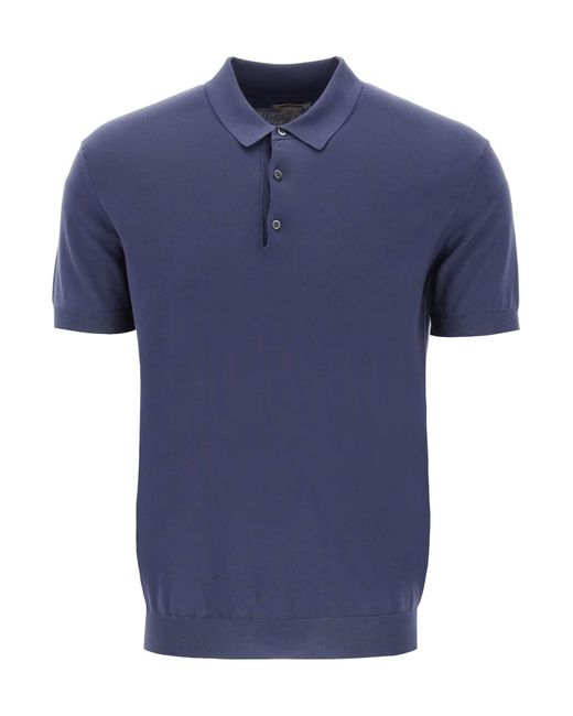 Baracuta Blue Cotton Knit Polo Shirt for men